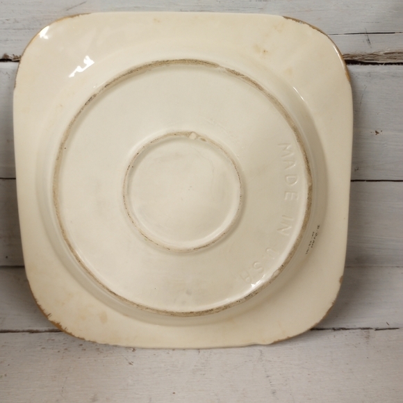 Vintage Mid Century  MCM Floral Square Ashtray with Gold Accents. - Picture 5 of 10